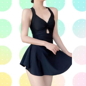Traje de Baño de Una Pieza para Mujer, Cuello en V, Color Sólido, UPF50+, Traje de Baño Deportivo - Product Image 1