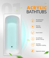 Baignoire moderne en acrylique à encastrer pour adulte, 1 personne, utilisation en salle de bain