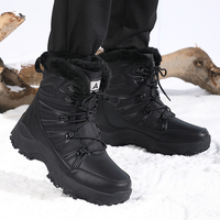 Bottes de neige montantes pour hommes en cuir véritable, à lacets, respirantes, chaudes, doublées de coton, isolées, antidérapantes et lumineuses