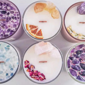 شموع Evoduck 2026 الأكثر مبيعًا، شموع فاخرة مصنوعة يدويًا من شمع الصويا، شموع عطرية مرصعة بالأحجار الكريمة والكريستال مع زهور مجففة - Product Image 4