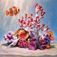 Décoration d'aquarium en résine multicolore, imitation roche, plante artificielle, corail, accessoires d'aménagement paysager pour aquarium