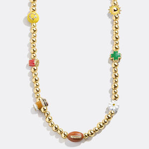 DIY chapado en oro colorido esmalte mal de ojo fútbol flor árbol fruta colgante collar - Product Image 5