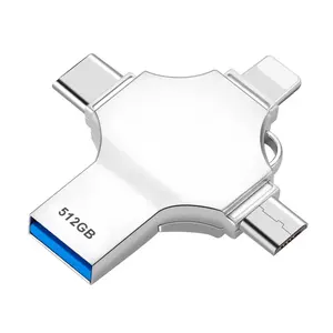 Aangepast Product 64Gb 128Gb 256Gb Nieuw Ontwerp 4 In 1 Type-C Micro Usb 3.0 Otg 512Gb 1Tb 2Tb Pendrive Usb Flash Drive