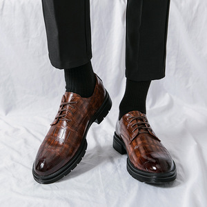 Chaussures habillées en cuir véritable pour hommes, bout rond, à lacets, semelle extérieure en caoutchouc antidérapante, pour le bureau, la carrière, les occasions formelles - Product Image 2