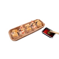 Emballage à emporter en papier kraft recyclable pour sandwich/sushi/sashimi/croustilles/sucre, avec couvercle brillant laminé et gaufrage moderne