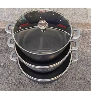 Set di Pentole Antiaderenti con Rivestimento in Granito, 6 Pezzi, 36-40-44cm, Pentole in Alluminio Nero per <span class=keywords><strong>Fornelli</strong></span> <span class=keywords><strong>a</strong></span> Gas e <span class=keywords><strong>a</strong></span> <span class=keywords><strong>Induzione</strong></span> - Product Image 3