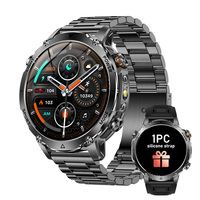 Montre connectée tactique robuste AK106, batterie de 1400 mAh, lampe torche LED, étanche IPX8, appels Bluetooth, suivi santé IA, Android/iOS