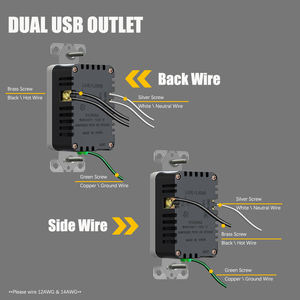 Receptáculo USB NEMA 5-15r de Amé<span class=keywords><strong>rica</strong></span>, toma de Corriente Dual USB, toma USB de 120V, <span class=keywords><strong>enchufe</strong></span> de cargador USB, lista UL - Product Image 6