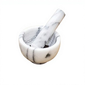 Mortier et pilon en marbre de qualité supérieure, forme ronde, taille personnalisée, à prix abordable - Product Image 1