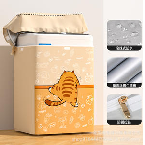 Housse de lave-linge à chargement par le haut universelle, Oxford, revêtement argenté, anti-poussière, imperméable, anti-UV, design moderne et simple - Product Image 3