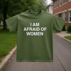 Camiseta con la frase 'I Am Afraid Of Women', divertida, con meme, cringe, embarazosa, inapropada, regalo de broma, camiseta divertida - Product Image 3