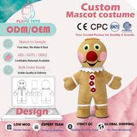 Costume de mascotte professionnel personnalisé en forme d'homme en pain d'épices, taille universelle pour équipes sportives, certifié CE