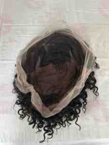 Wig renda penuh tanpa lem potongan Pixie 4 inci Wig rambut manusia asli Virgin 1B transparan renda Wig pendek medis keriting - Product Image 3