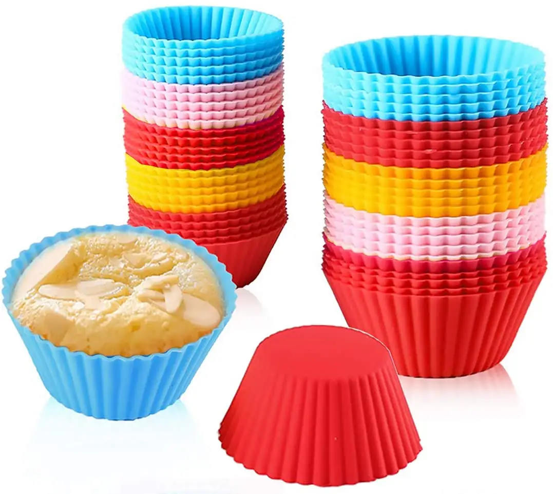 Copos de silicone para muffins, copos de silicone para assados, forros reutilizáveis para muffins, embaladeira para muffins e cupcakes