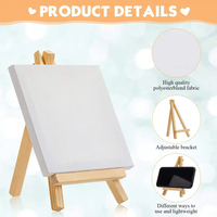 Xin Bowen 12*12CM Mini pré dessiné contour tendu toile peinture toiles planches et chevalet ensemble pour la peinture