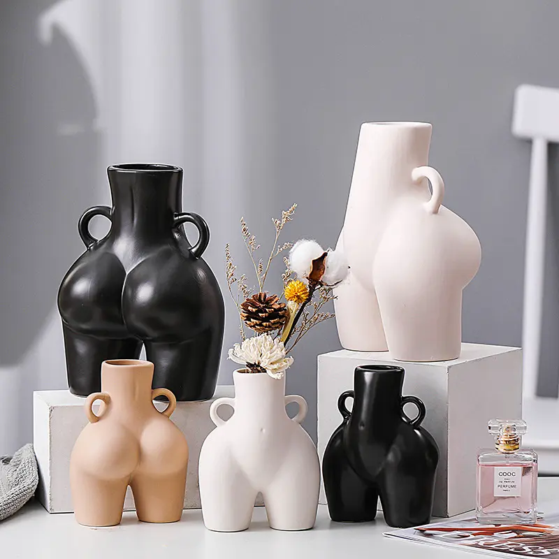 V125 Amazon Top Seller Ceramic Flower Vases Modern Vases Decorative Body Vases For Flowers Bouquet Home Wedding Decorations