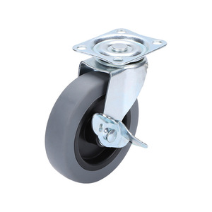 Heavy Duty TPR Rubber Caster Wheels 3 Inch Swivel With Brake Flat Bed Trolley Casters Silent Operation Universal Wheel - Product Image 4
