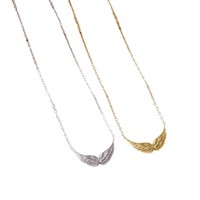 Collier tendance en acier inoxydable avec chaîne en bambou, pendentif aile d'ange double creuse personnalisé, plaqué or 18 carats, style Europe-Amérique