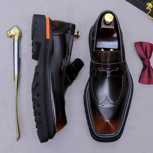 Zapatos mocasines de cuero genuino de alta calidad para hombre, con suela gruesa, hechos a mano, para negocios, bodas y ocasiones formales. - Product Image 3