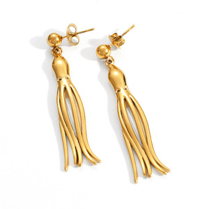 Fashion Jewelry 18K Gold Stainless Steel <strong>Octopus</strong> Tassel Drop <strong>Earrings</strong> Vintage Summer Beach Vacation Waterproof Women <strong>Earrings</strong> - Product Image 5