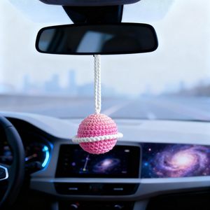 Llavero de bola de lana de ganchillo 3D con diseño de Tierra, colgante de espacio Amigurumi de planeta Saturno tejido con anilla, decoración para espejo retrovisor de coche, regalos - Product Image 5