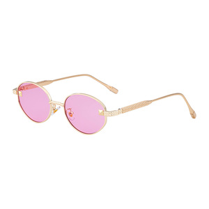 2025 Luxury Retro Designer Custom Logo Full Rim Oval Metal Frame PC Lenses UV400 Protection Trendy Unisex <b>Sunglasses</b> - Product Image 3