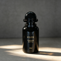 Flacon de parfum en verre noir à baïonnette personnalisé de 50 ml, flacon de parfum vide de luxe avec boîte