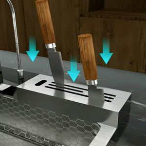 Évier de cuisine <span class=keywords><strong>grand</strong></span> format SUS304 2026 avec affichage numérique LED à touches de piano, cascade, cuve unique et plateau de séchage 10050 - Product Image 4