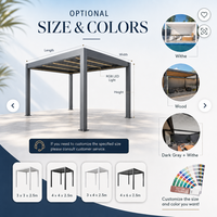 Pergola bioclimatique électrique en aluminium pour balcon extérieur 3x4m, pour gazebo, piscine, à double paroi, à lames orientables, multi-zones, installation facile
