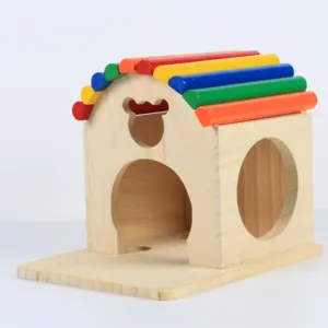 Petite maison en bois avec animaux, lapin, Totoro, jouet, accessoires pour animaux domestiques