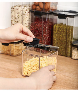 Creative House Kitchen Dry Food Beans Nuts Fruit Fresh Spice Transparent Plastic Box Artight Storage Container Set With Lid