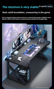 Metall-Computertisch Heim-Gaming-Tisch Stuhl-Set Holzoberfläche Einfache Montage Minimalistisch Modern Schlafzimmer Büro Schreibtisch Vermietung - Product Image 2