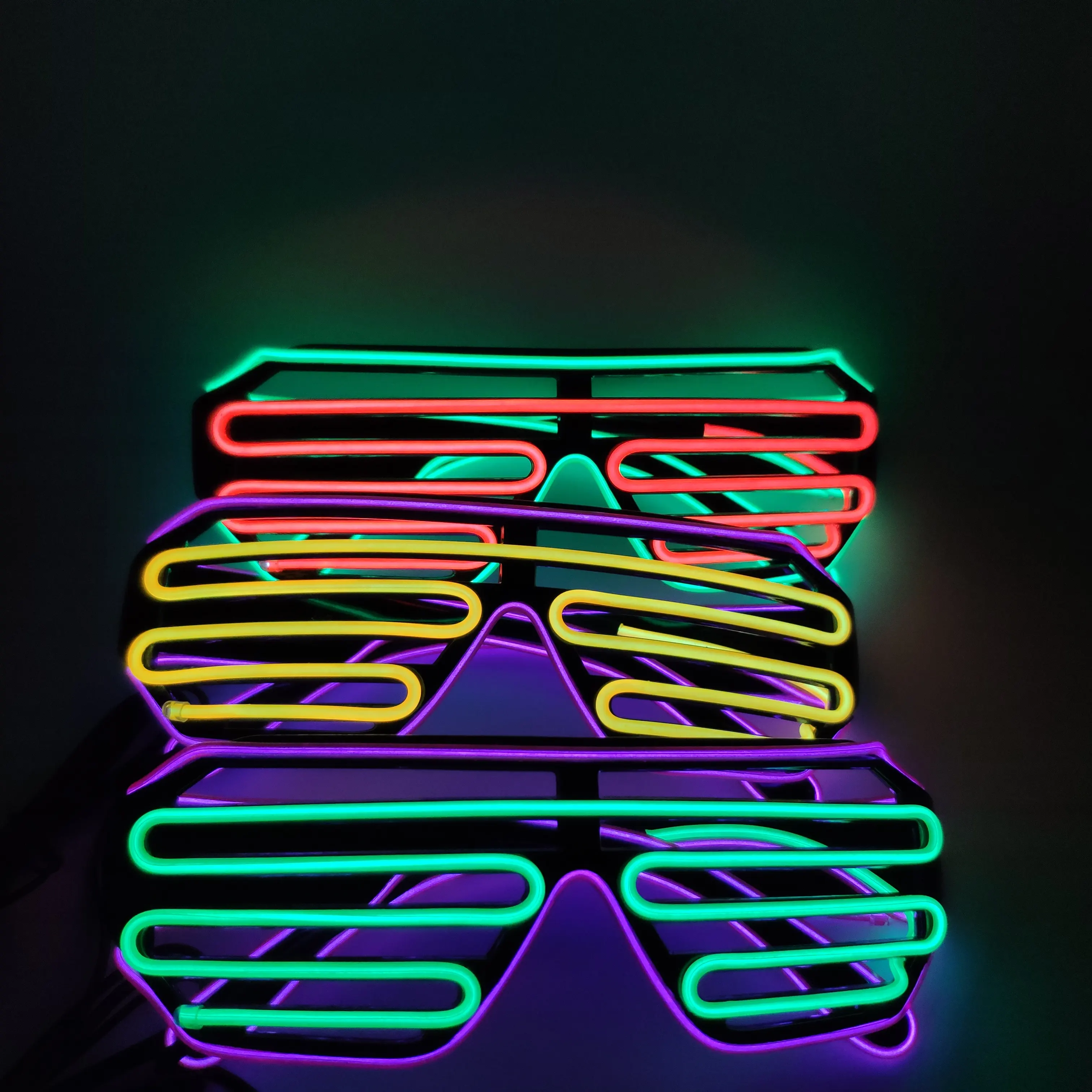 Wholesale Party El Wire Neon Glow Glasses Flashing Led Shutter Sunglasses With Battery Multi Color Options
