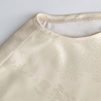 Blus kantoran panjang wanita, baju 2024 perempuan, baju kantor Vintage berkancing cetak Logo Jacquard Premium untuk perempuan