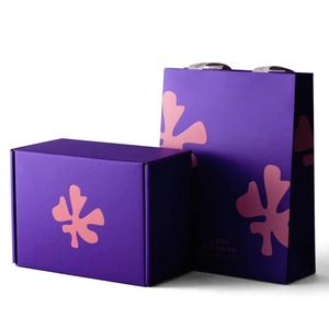 Private Label Big Purple riciclato Poster scatole di spedizione Bolsas De Regalo Sac En Papier Kraft Pas Cher Shopping Gift Bag con scatola - Product Image 1
