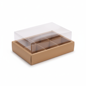 Vente directe - Boîte à pique-nique en papier kraft transparent épaissi à <span class=keywords><strong>neuf</strong></span> compartiments - Emballage pour cupcakes à emporter - <span class=keywords><strong>Sushi</strong></span> - Nouilles - Product Image 1