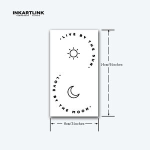 INKARTLINK - <span class=keywords><strong>Tatuaje</strong></span> <span class=keywords><strong>Minimalista</strong></span> de Sol y <span class=keywords><strong>Luna</strong></span>, Frase 'Vive por el Sol, Ama por la <span class=keywords><strong>Luna</strong></span>', Arte Corporal Semipermanente a Base de Hierbas, 15 Días de Duración, para Brazo - Product Image 3