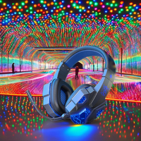 Headset kerja pemain game profesional, earphone LED RGB berkabel USB ANC tahan air untuk olahraga musik DJ Gaming