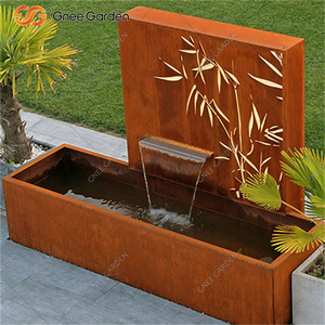 Usine En Gros Antique Couleur Corten Acier Fontaine D'eau Sculpture Abstraite pour Jardin - Product Image 5