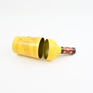 Lata de Metal Personalizada con Forma de Botella de Vino, Color Amarillo Brillante, Impresión Completa, Lata Vacía para Envasado de Regalos de Chocolate, Nueces y Dulces - Product Image 4