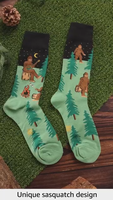 Drôle Femmes Crew Chaussettes Standard Mode Couleur Personnalisée Singe Motif Automne Casual Respirant Premium Confort Bigfoot