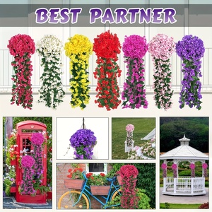 Fiori finti pianta per esterno OutdoorHome decorazioni primavera estate decorazioni per la casa appesa seta artificiale fiori di edera viola - Product Image 5