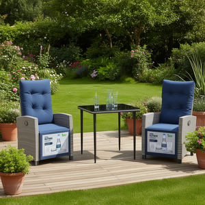 Conjunto de Comedor de Patio de Ratán Sintético Gris con Cojines, Muebles de Jardín de 2 Plazas, Estilo Contemporáneo para Exteriores - Product Image 2