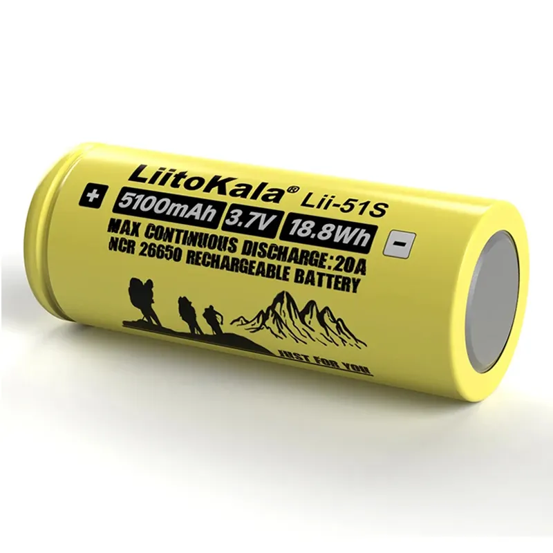 3.7v 26650 li-ion pil 5100mAh lityum silindirik şarj edilebilir lityum iyon batarya LiitoKala Lii-51S