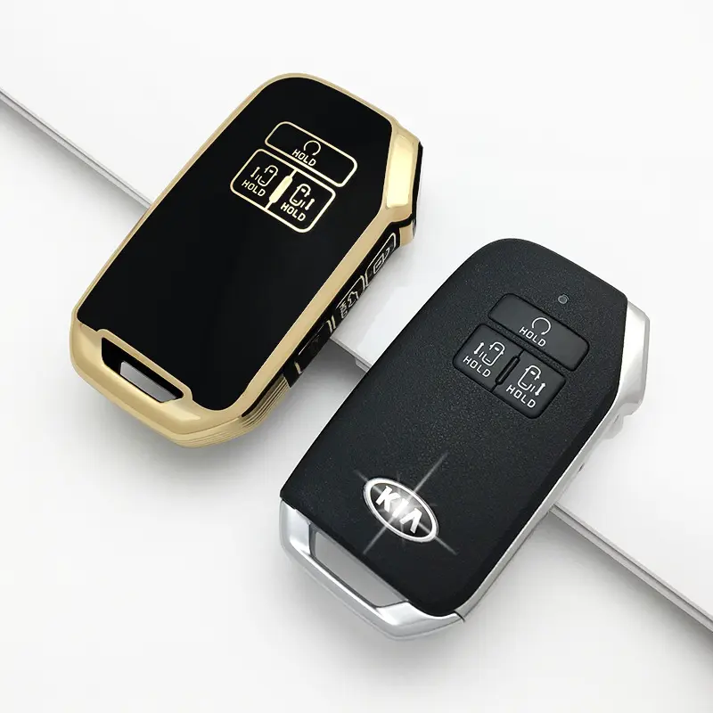 NEW 7 Button TPU Car Remote Key Case Cover Shell For Kia Carnival 2021 2022 Gold Edge Key Shell High Quality Keychain Keyring