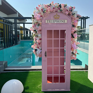 TY211111-1 Cabine <span class=keywords><strong>téléphonique</strong></span> rose vintage en métal, style Londres, pour décoration, personnalisable, en promotion - Product Image 3