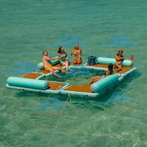 गर्म बिक्री Inflatable अस्थायी द्वीप पूल फ्लोट पानी बार आलसी नदी Lounges/Inflatable पानी अस्थायी द्वीप के साथ कस्टम डिजाइन