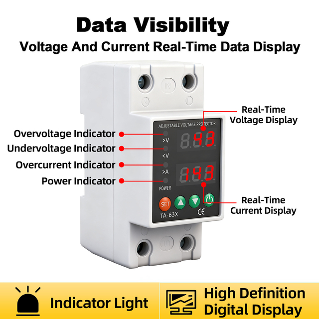 Adjustable Protector Energy Monitoring Intelligent Relay Reset Protector Stabilizer 220V 2kVA Single Phase Home Office SVC