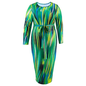 HO autunno prodotti popolari 2024 abbigliamento donna taglie forti girocollo maniche lunghe a righe irregolari stampa abito lungo - Product Image 2