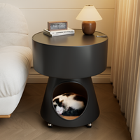 Table d'appoint noire créative en forme de chat avec roulettes universelles, table basse mobile pour salon, table de chevet, petite table de rangement